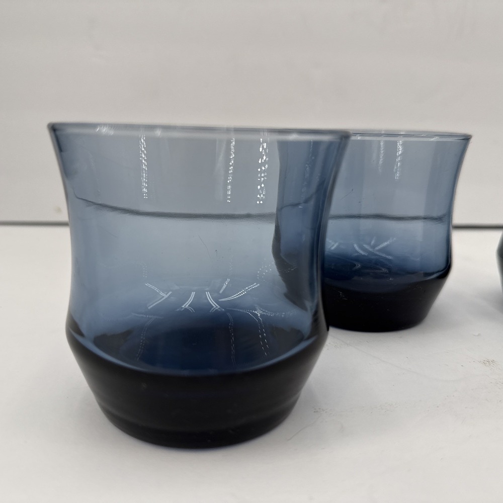 Vintage Libbey Rock Sharpe Apollo Flat Tumbler Drinking Blue Glass